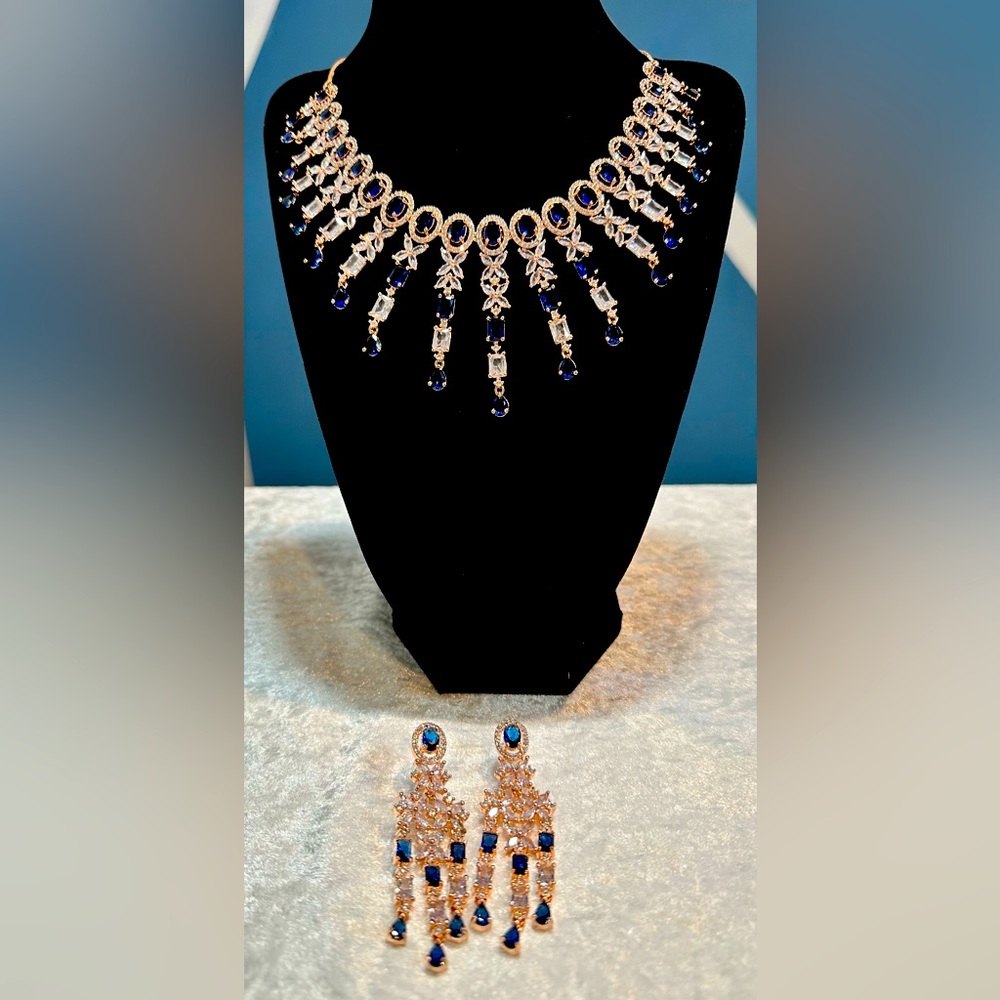 Navy blue American diamond set